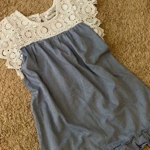 Girls Size 6X Crochet & Denim Shift Dress